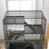 PawHut 53.5"H Small Animal Cage 5-Level Metal Ferret Cage for Rabbits(m-9)