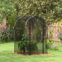 Outsunny Galvanized Steel Crop Cage, Plant Protection Tent with Zippered Door, 4' x 4', Black(m-2)
