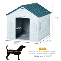 PawHut Water Resistant Dog House, Durable Plastic Puppy Shelter, Ideal for Indoor & Outdoor Use, Blue(m-2)