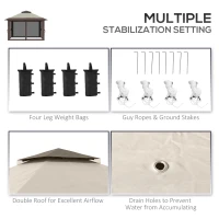 Outsunny 13' x 13' Pop Up Canopy, 2-Tier Roof Easy up Tent Shelter with Nettings Carry Bag Weight Bags for Garden, Patio, Beige(m-7)