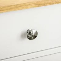 HOMCOM Kitchen Storage Cabinet, Sideboard Floor Cupboard with Solid Wood Top, Adjustable Shelf, and 2 Drawers, Distressed White(m-9)