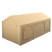 Outsunny 10' x 20' Carport, Heavy Duty Portable Garage, Height Adjustable, with 4 Mesh Windows and 4 Doors, Beige(m-1)