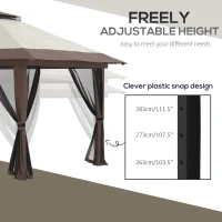Outsunny 13' x 13' Pop Up Canopy, 2-Tier Roof Easy up Tent Shelter with Nettings Carry Bag Weight Bags for Garden, Patio, Beige(m-6)