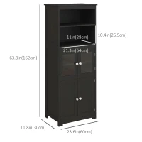 HOMCOM 63" Small Buffet with Hutch, 4-Door Kitchen Pantry Storage Cabinet with Adjustable Shelf for Dining Room, Black(m-3)