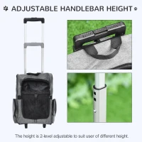 PawHut 2-IN-1 Pet Luggage Box Backpack Carrier Cats Dogs w/ Handle, Rolling Wheel Grey(m-5)