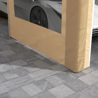 Outsunny 10' x 20' Carport, Heavy Duty Portable Garage, Height Adjustable, with 4 Mesh Windows and 4 Doors, Beige(m-9)