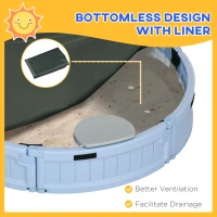 Outsunny Kids Outdoor Sandbox with Cover, Bottom Fabric Liner, for 3-12 Years, Light Blue(m-5)
