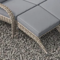 Outsunny Wicker Adirondack Chair for 2 with Cushions & Footrests, PE Rattan Double Chaise Lounge Chair, Fire Pit Chair for Porch with Wide Armrests, High-back, Gray(m-9)