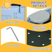 Outsunny Kids Outdoor Sandbox with Canopy, Bottom Fabric Liner, Light Blue(m-7)