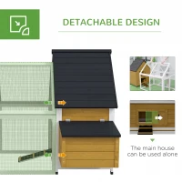 PawHut 65" Chicken Coop Wooden Chicken House Rabbit Hutch Poultry Cage Hen Pen Backyard with Nesting Box, Ramp, Run, Yellow(m-6)