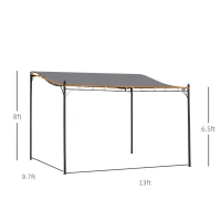 Outsunny 10' x 13' Outdoor Pergola Gazebo, Steel Patio Canopy with Weather-Resistant Fabric and Drainage Holes, Gray(m-3)