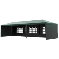 Outsunny 10' x 29' Canopy Tent, Party Tent with Sidewalls and Large Transparent Windows for Garden, Backyard, Outdoor, Green(m-2)