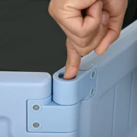 Outsunny Kids Sandbox with Cover, 3 Seats, Bottom Liner, for 3-12 Years Old, Light Blue(m-9)