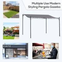 Outsunny 10' x 13' Outdoor Pergola Gazebo, Steel Patio Canopy with Weather-Resistant Fabric and Drainage Holes, Gray(m-6)