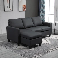 HOMCOM L-Shape Sofa, Modern Sectional Couch with Ottoman, Corner Sofa for Living Room, Dark Grey(m-6)