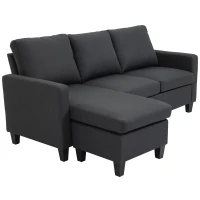 HOMCOM L-Shape Sofa, Modern Sectional Couch with Ottoman, Corner Sofa for Living Room, Dark Grey(m-2)