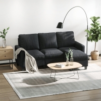 HOMCOM L-Shape Sofa, Modern Sectional Couch with Ottoman, Corner Sofa for Living Room, Dark Grey