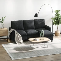 HOMCOM L-Shape Sofa, Modern Sectional Couch with Ottoman, Corner Sofa for Living Room, Dark Grey(m-1)