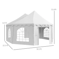 Outsunny 22.3' x 16.4' Large Party Tent Canopy Shelter with Carrying Bags and 2 Doors for Parties, Wedding, Events, BBQ Grill(m-3)
