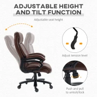Vinsetto Big and Tall Office Chair, 400 lbs, Executive Comfy Computer Chair with PU Leather, Swivel Wheels, Brown(m-6)