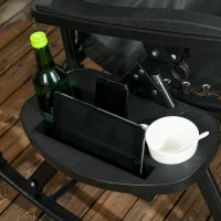 Outsunny 2 Outdoor Rocking Chairs Foldable Reclining Zero Gravity Lounge Rockers w/ Pillow Cup & Phone Holder, Black(m-9)