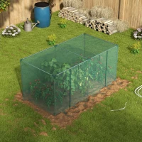Outsunny Galvanized Steel Crop Cage, Plant Protection Tent with Zippered Door, 8' x 4', Green(m-10)