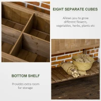 Outsunny 43.25" x 18" x 30" Raised Garden Bed, Wooden Plant Stand with 8 Grid Box, Storage Shelf for Outdoor, Dark Brown(m-4)