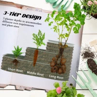 Outsunny 3-Tier Galvanized Steel Raised Garden Bed Kit - 62.25" x 43" x 32.25", with Rubber Strip Edging, Open Bottom, Ideal for Vegetables, Flowers, Green(m-3)