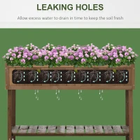 Outsunny 43.25" x 18" x 30" Raised Garden Bed, Wooden Plant Stand with 8 Grid Box, Storage Shelf for Outdoor, Dark Brown(m-7)