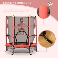 Soozier 5.3' Kids Trampoline with Safety Enclosure for 3-10 Years, Red(m-5)