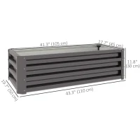 Outsunny Galvanized Raised Garden Beds, Outdoor Planter Box, Set of 2, for Flowers, Herbs and Vegetables, Dark Grey(m-3)