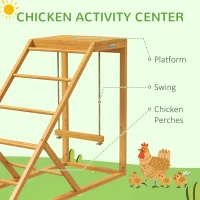PawHut Chicken Activity Play for Healthy & Happy Animals with Chicken Perches & Hen Ladder, Chicken Coop Toy, Yellow(m-4)
