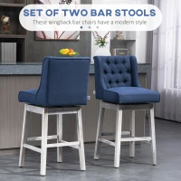 HOMCOM Swivel Bar Stools Set of 2, 30" Bar Height Stools with Linen Upholstery and Button Tufted Design for Kitchen(m-4)