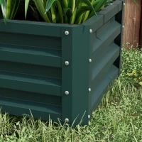 Outsunny Galvanized Raised Garden Beds, Outdoor Planter Box, Set of 2, for Flowers, Herbs and Vegetables, Green(m-9)