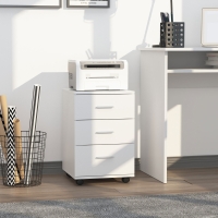 Vinsetto Mobile Filing Cabinet with Wheels, 3 Drawer File Cabinet with Lock and Keys for Home Office, White