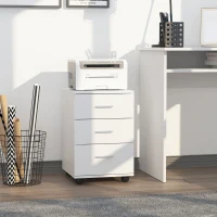 Vinsetto Mobile Filing Cabinet with Wheels, 3 Drawer File Cabinet with Lock and Keys for Home Office, White(m-1)
