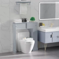 kleankin Over Toilet Bathroom Organizer, Freestanding Over the Toilet Storage Cabinet with Adjustable Shelves, Toilet Rack(m-2)