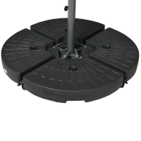 Outsunny Offset Patio Umbrella with Net and Umbrella Base, Adjustable Cantilever Canopy with Cross Base, Weight Plates and 8 Ribs for Backyard, Poolside, Garden, Green(m-9)