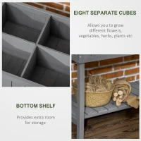 Outsunny 43.25" x 18" x 30" Raised Garden Bed, Wooden Plant Stand with 8 Grid Box, Storage Shelf for Outdoor, Dark Grey(m-4)