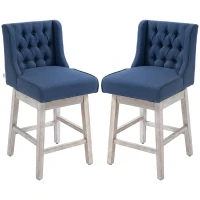HOMCOM Swivel Bar Stools Set of 2, 27" Counter Height Stools with Linen Upholstery and Button Tufted Design for Kitchen(m-1)