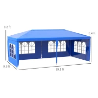 Outsunny 10' x 20' Party Tent, Outdoor Gazebo with Removable Sidewalls, Blue(m-2)