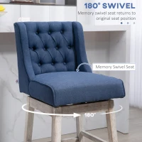 HOMCOM Swivel Bar Stools Set of 2, 27" Counter Height Stools with Linen Upholstery and Button Tufted Design for Kitchen(m-5)