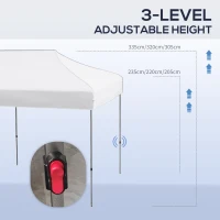Outsunny 10' x 20' Pop Up Canopy Tent, Outdoor Easy up Tent with 3-Level Adjustable Height, Wheeled Carry Bag, White(m-6)