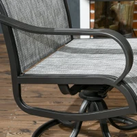Outsunny 2-Piece Swivel Patio Dining Chairs, 360° Swivel Rocking Outdoor Chairs with Curved Armrests, Breathable Mesh Seat & S Shape Backrest for Yard, Lawn, Porch, Dark Grey(m-9)