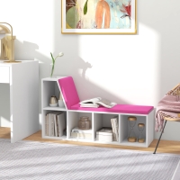 HOMCOM Multi-Purpose Bookshelf with 5 Cubes, 5-Cubby Bookcase with Cushioned Reading Nook and Storage Shelves, Pink