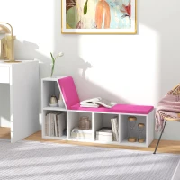 HOMCOM Multi-Purpose Bookshelf with 5 Cubes, 5-Cubby Bookcase with Cushioned Reading Nook and Storage Shelves, Pink(m-1)