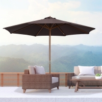 Outsunny 10' x 8' Wooden Patio Umbrella Garden Parasol Outdoor Sunshade Canopy with Bamboo Rib for Outdoor Coffee