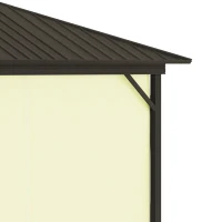 Outsunny 11.9" x 9.8" Hardtop Gazebo with Curtains Netting, Metal Roof Gazebo Canopy with Aluminum Frame and Top Hook, Cream(m-7)