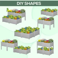Outsunny 4-Piece Raised Garden Bed with Legs, Self-Watering Planter Box Raised Bed to Grow Flowers, Herbs & Vegetables, Gray(m-5)