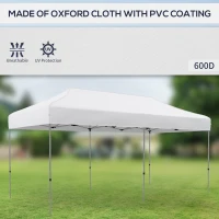 Outsunny 10' x 20' Pop Up Canopy Tent, Outdoor Easy up Tent with 3-Level Adjustable Height, Wheeled Carry Bag, White(m-7)